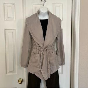 Max Jeans Tencel Khaki Tan Lightweight Flowy Open Cardigan Jacket Sz S